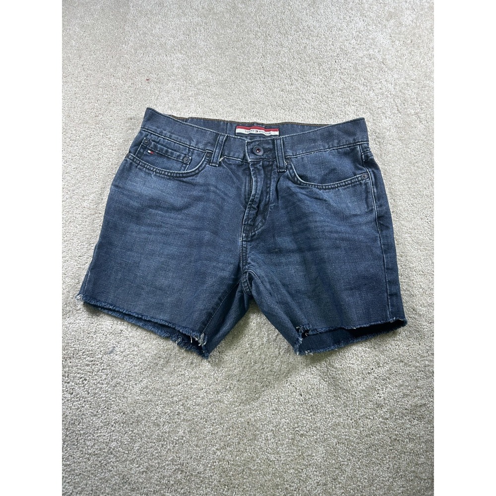 Tommy Hilfiger Shorts Mens 28 Blue Denim Cut Off Raw Hem Casual 100% Cotton